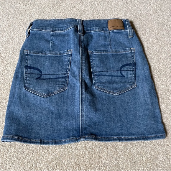 AEO Hi-Rise Mini Denim Skirt Patch Pockets-2 - Picture 2 of 9